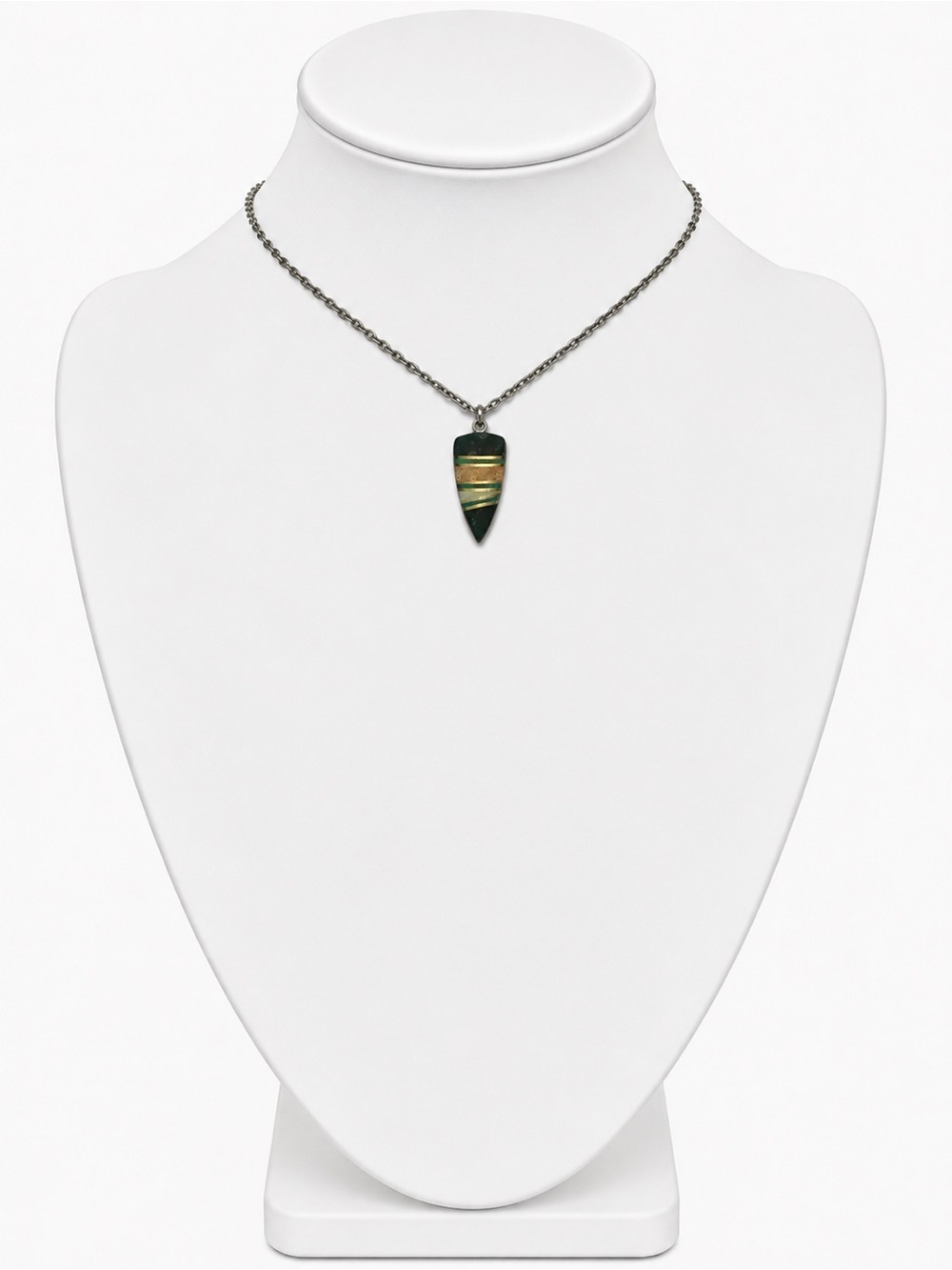 Silver Teardrop Pendant Enamel Inlay Necklace Unique Southwestern Boho